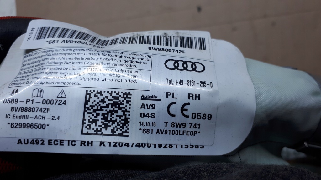 фото №12, A4 b9 lift шторка безпеки права подушка безпеки 8w9880742f kombi