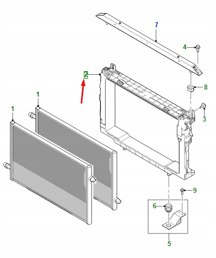 фото №1, Jaguar i-pace x590 радіатор upper support кронштейн t4k9609 original