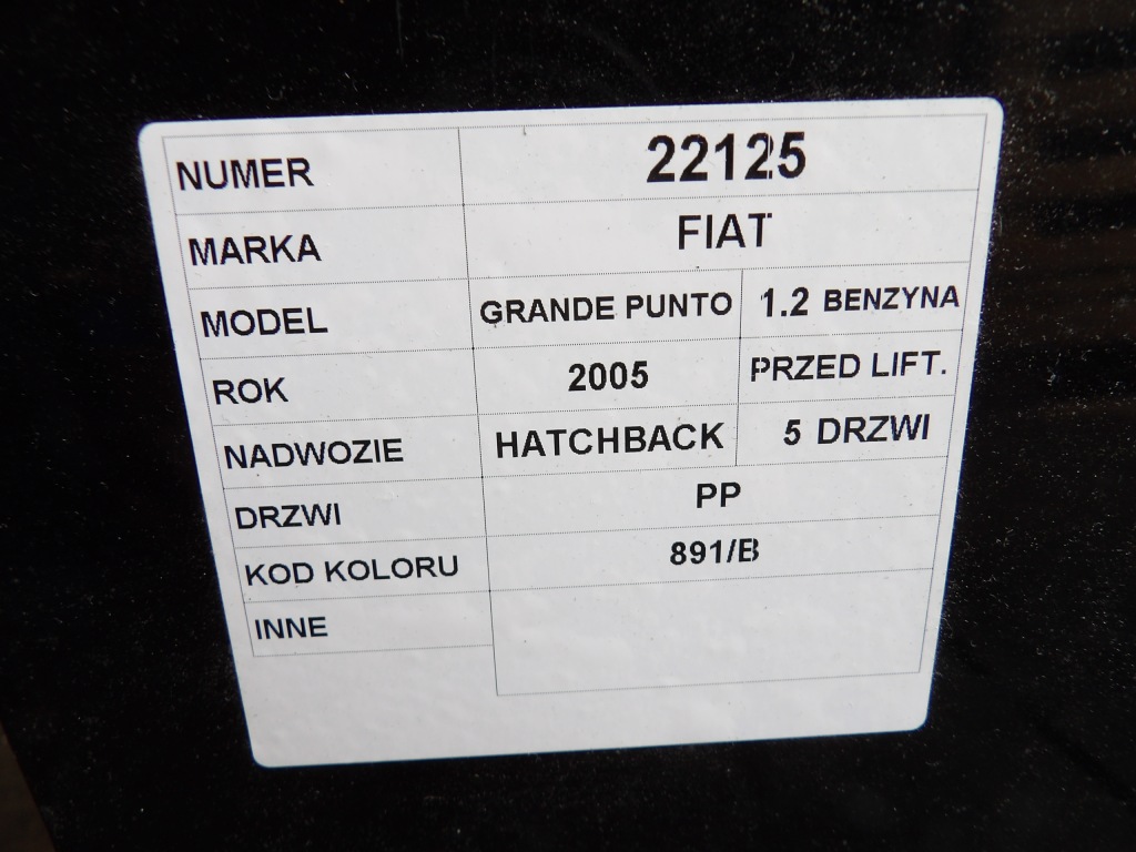 фото №6, Fiat grande punto двері передні праве lak. 891/b hb 5d