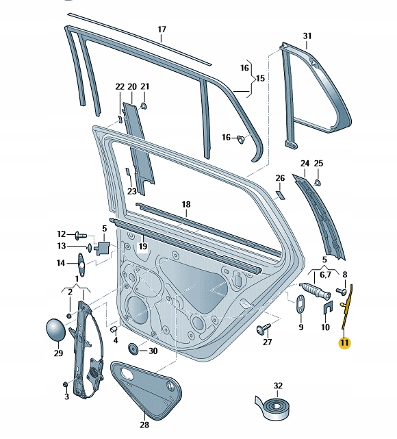 фото №2, Молдинг защитная край дверь задняя skoda kodiaq pr