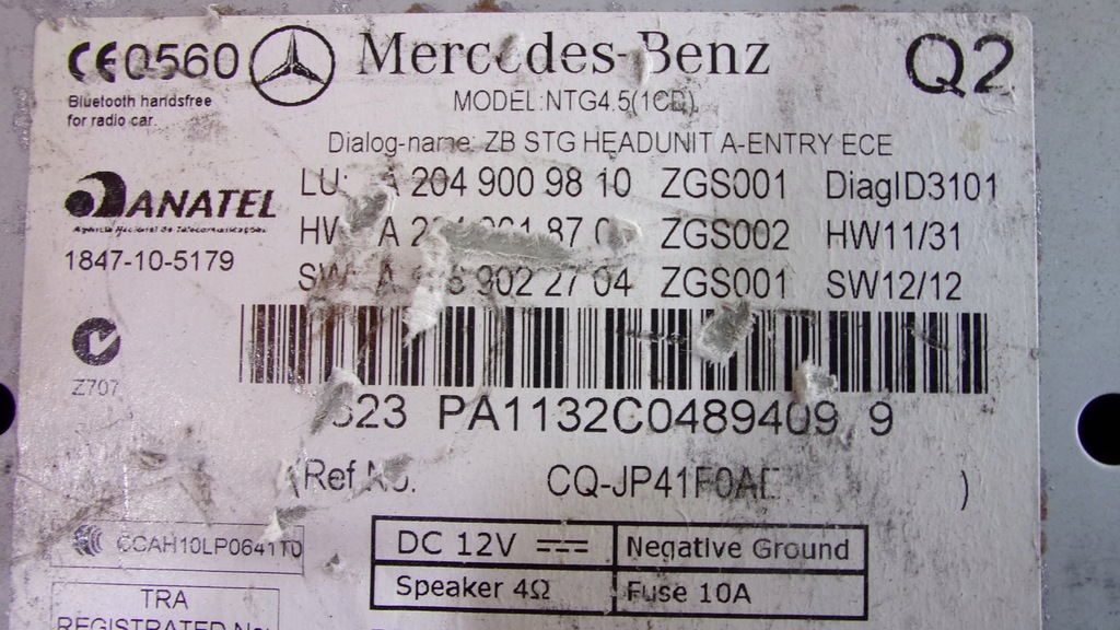 фото №14, Радіо mercedes w204 a2049009810