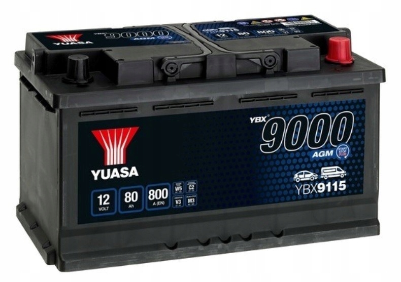 фото №1, Акумулятор 12v 80ah 800a p+ agm старт-стоп yuasa ybx9115