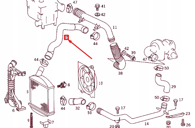 фото №10, Mb vito 638 charge air интеркулер to впуск труба шланг a6385281982