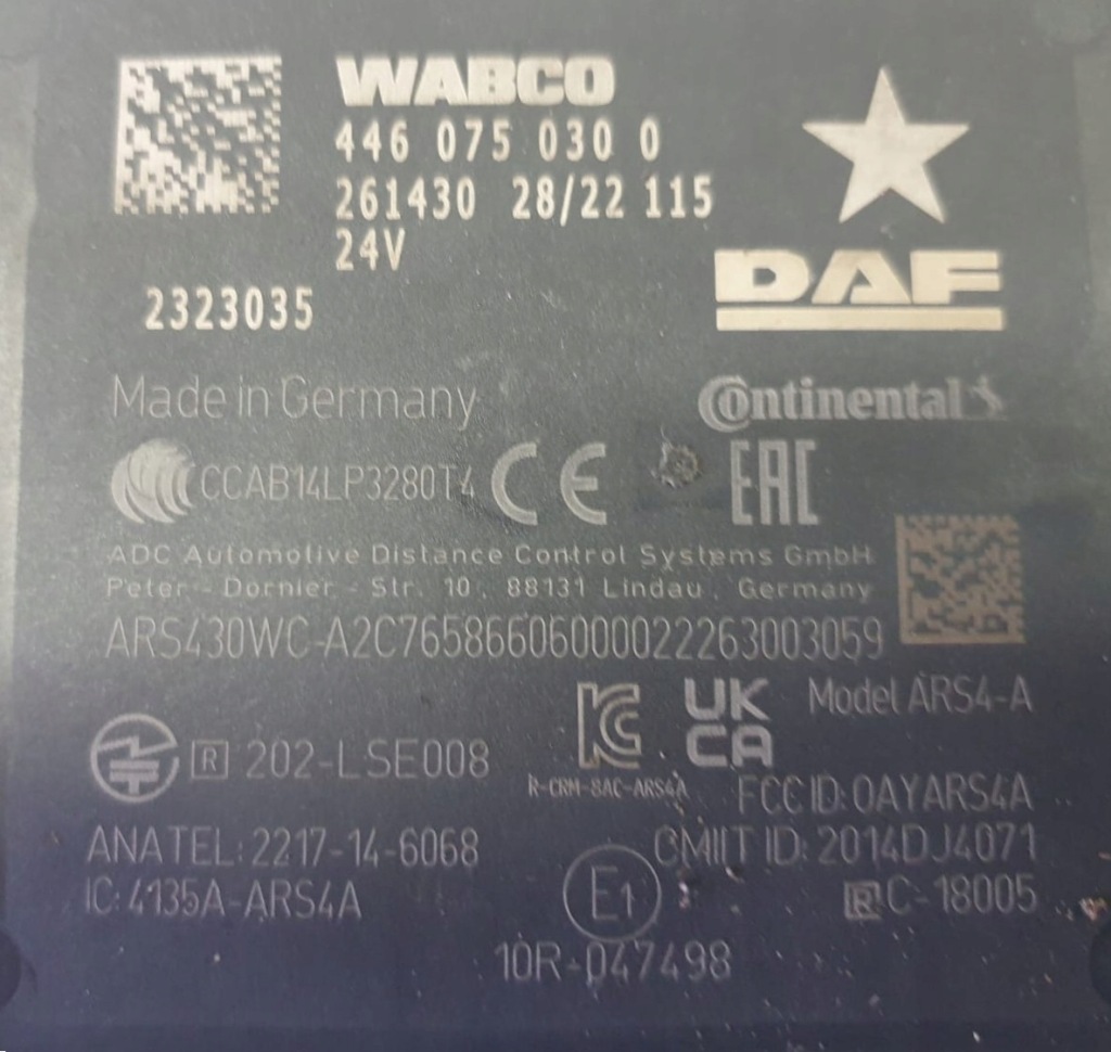 Радар модуль круиз-контроль активный daf xf xg 2323035 4460750300 261430 Оригинал