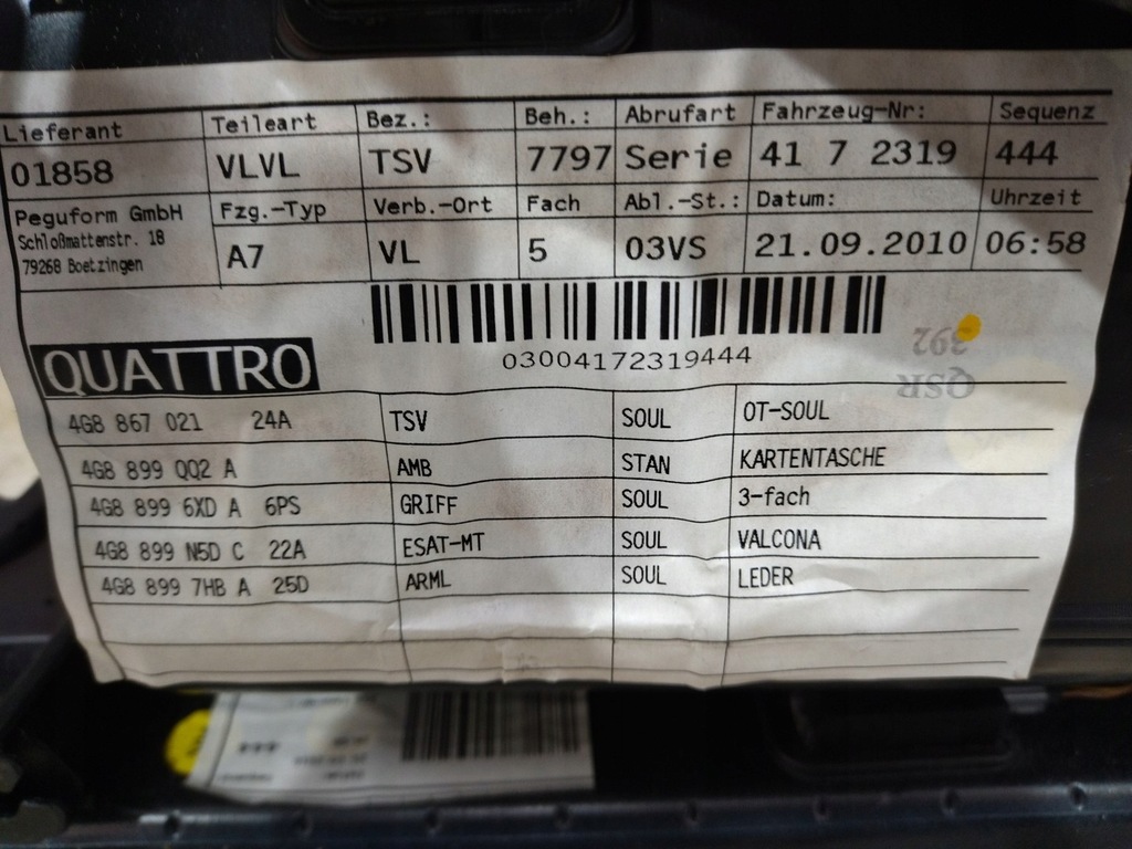 фото №15, 4g8867021 обивка обшивка левый перед audi a7