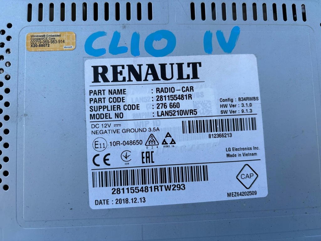 фото №3, Renault clio iv навигация радио экран 281155481r