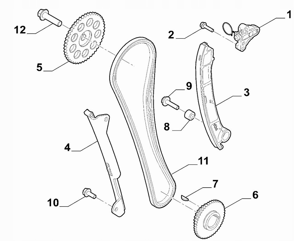 фото №1, Kompletny ланцюг розподільного валу alfa romeo giulia 2.0
