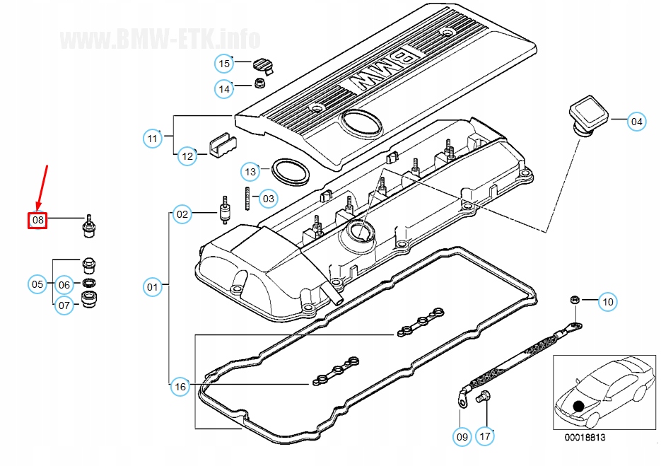 Купить Bmw 5 e34 гайка крышки клапанов 11121738608 1738608 оригинальная