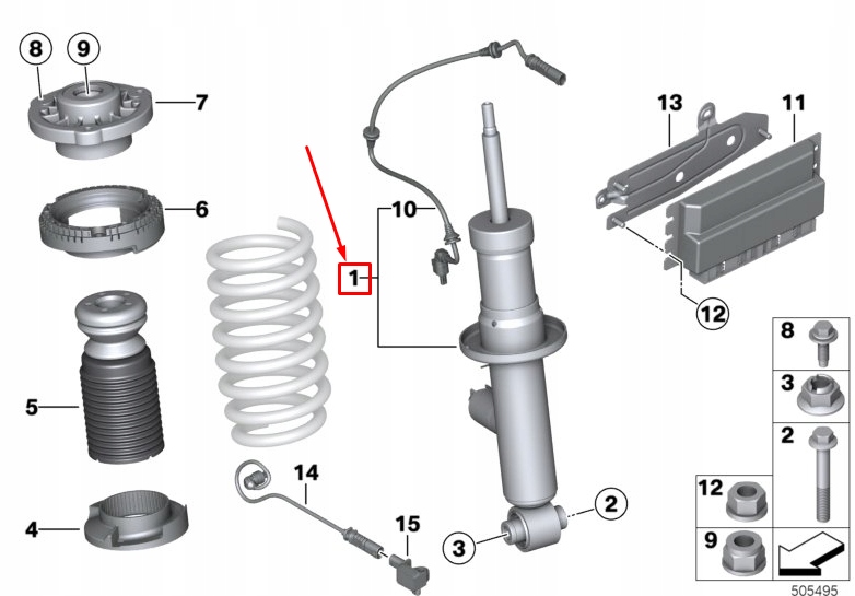 фото №1, Bmw x3 m f97 rear left shock абсорбер 37108067507