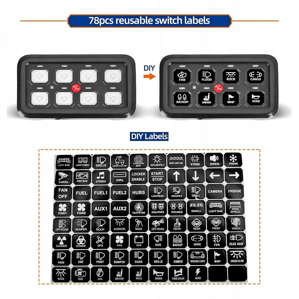 фото №10, Панель управление 8 переключателей led диод niebieska off road наклейки kpl