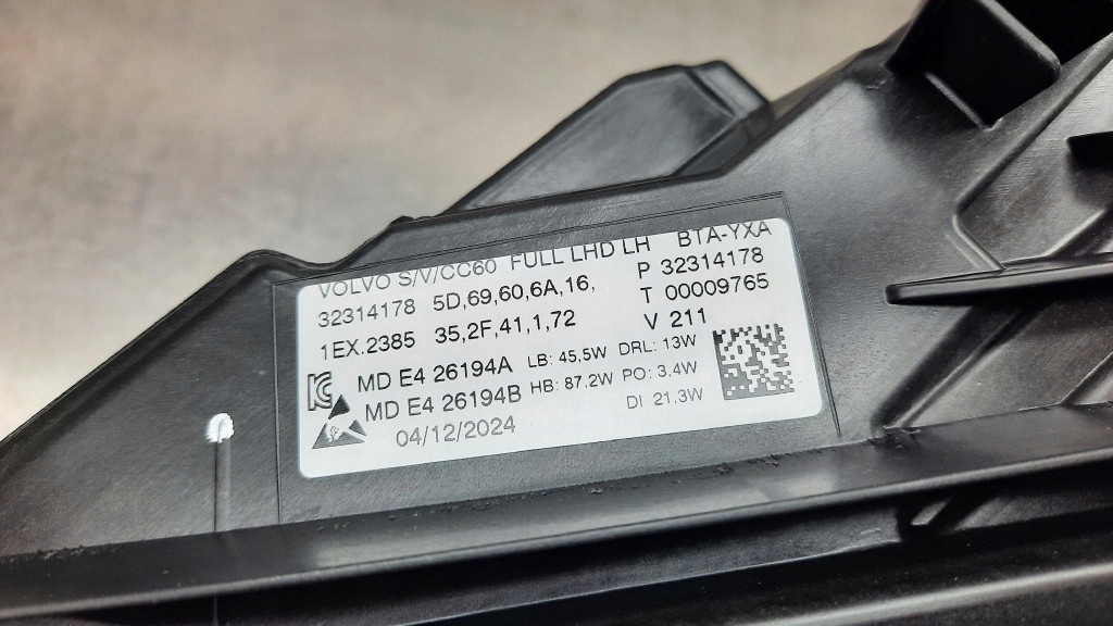 фото №9, Фара левый full led новый оригинальный номер 32314178 volvo s60 iii v60 ii eu описание !!!