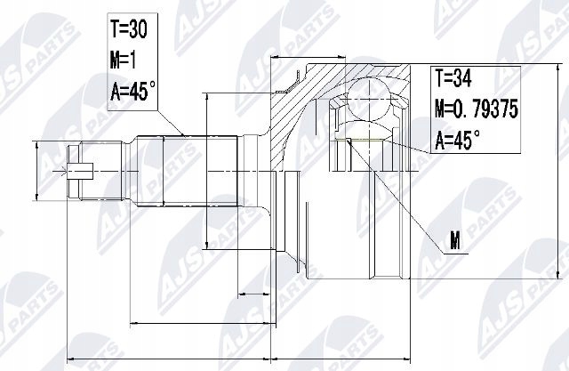 Npz-hd-061 nty шрус  зовнішній honda accord cu Ціна