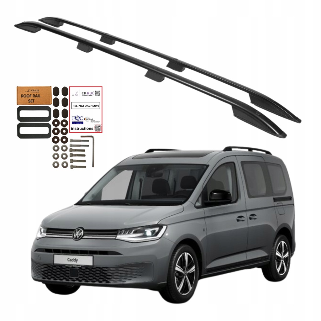 фото №1, Рейлінги дахові volkswagen caddy ford transit connect long 2020- чорні