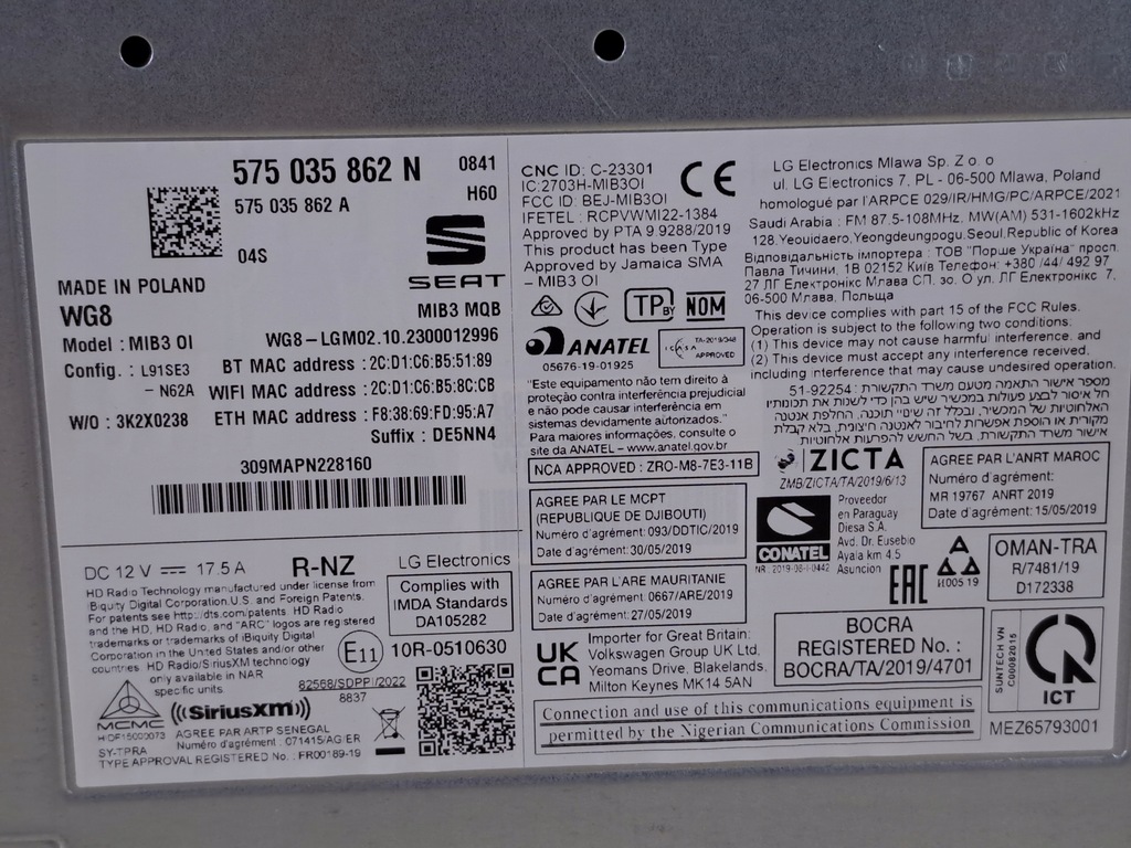 фото №8, Считыватель блок управления мультимедийный навигации seat arona fr lift 2024r