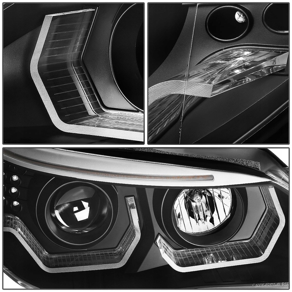 фото №13, Bmw 5 e60 e61 03-07 лампи фари перед передні кільця led 3d black h7