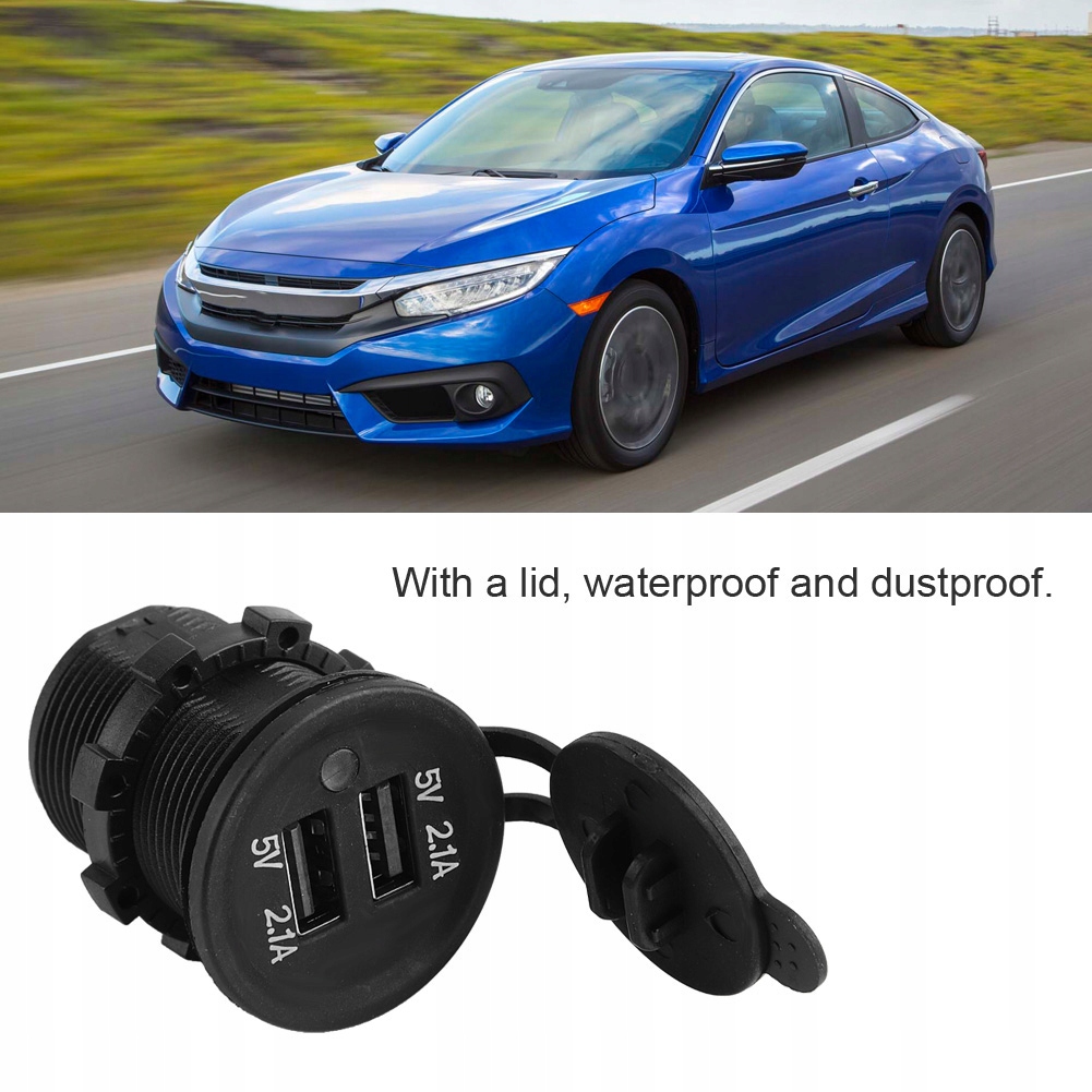 фото №7, 5v 2.1a двойной зарядное устройство usb адаптер do прикуривателя автомобильный żeńskie