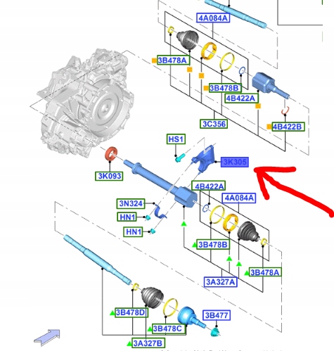 фото №1, Підпора піввісь перед ford kuga mk2 2016- 2.0 eb 6f mid-range оригінальний номер