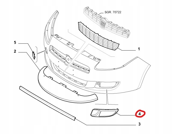 фото №13, Решітка права бампера передній fiat bravo ii
