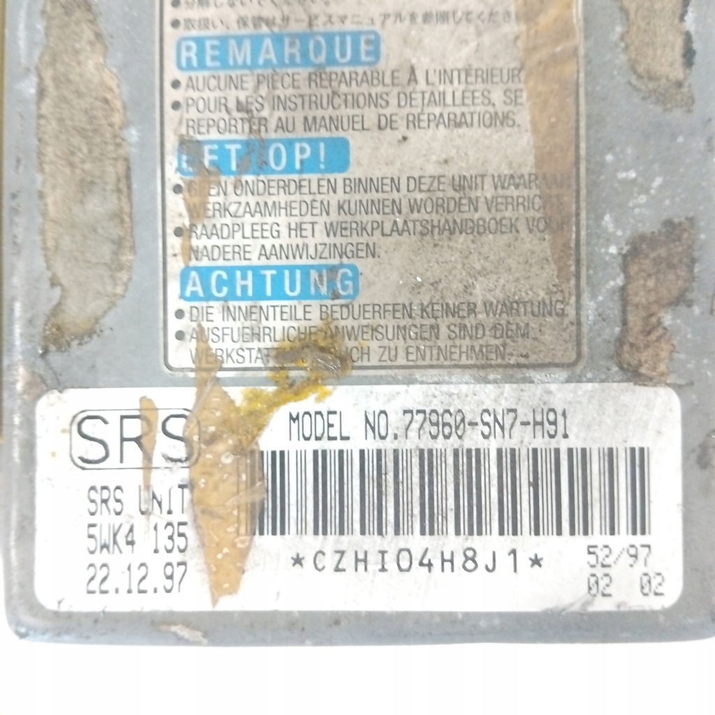 фото №5, Honda accord v 4d 93-98 1.8 f18a3 модуль подушка безпеки