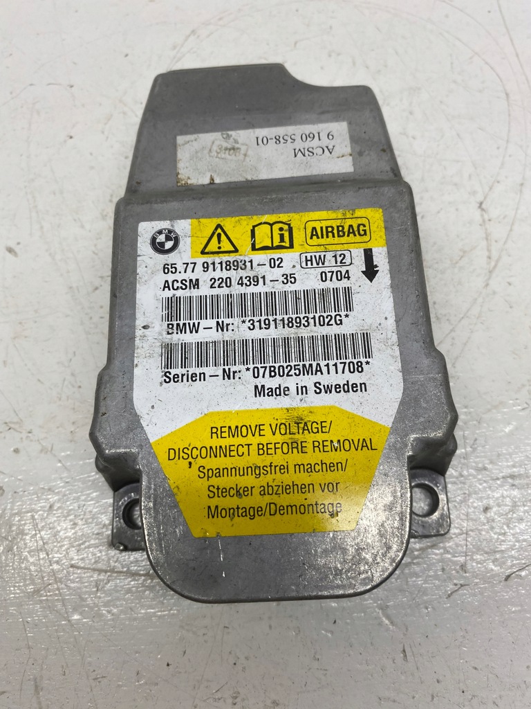 фото №1, Модуль датчик подушка безопасности bmw 9118931
