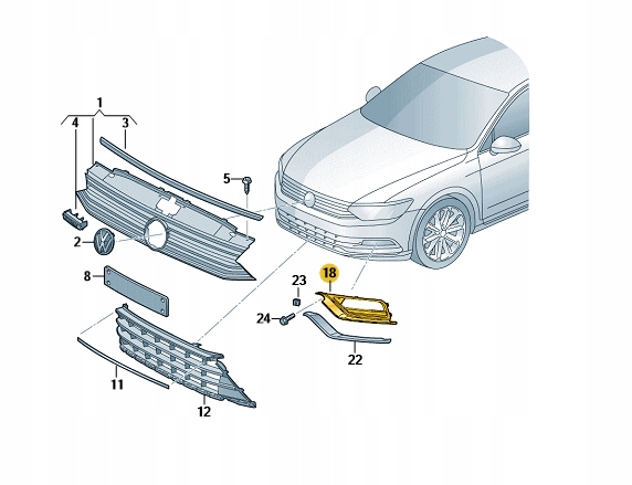 фото №1, Решётка бампера vw passat b8 alltrack правая