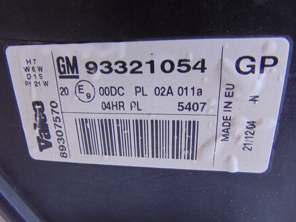 фото №16, Лампа ліва перед ксенон opel meriva a 93321054 89035113 europa комплектна