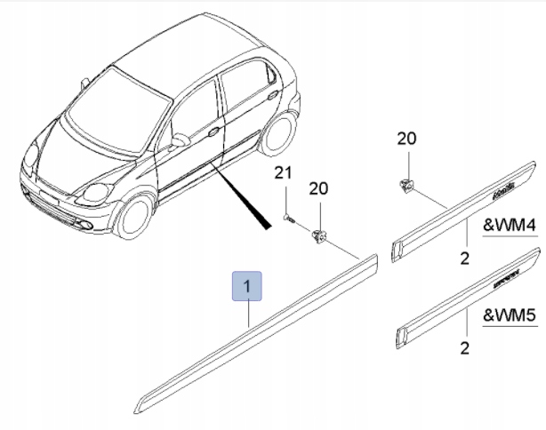 фото №5, Молдинг дверь правый перед matiz spark m200