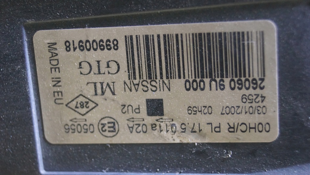 фото №15, Лампа права перед nissan note e11 uk