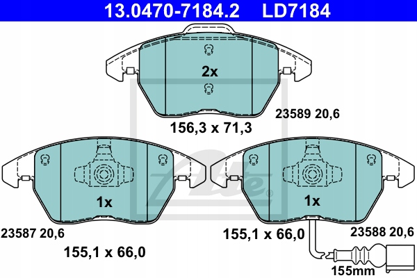 Тормозные колодки тормозные ate 13.0470-7184.2 Цена