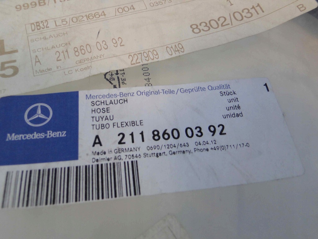 фото №7, Mercedes e w211 211 wąż шланг омывателя лампа
