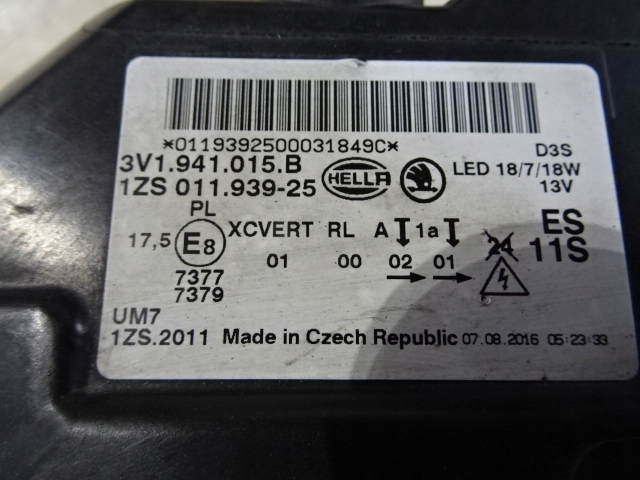 фото №10, Skoda superb 3v 3v1941015b bi ксенон поворотний лівий