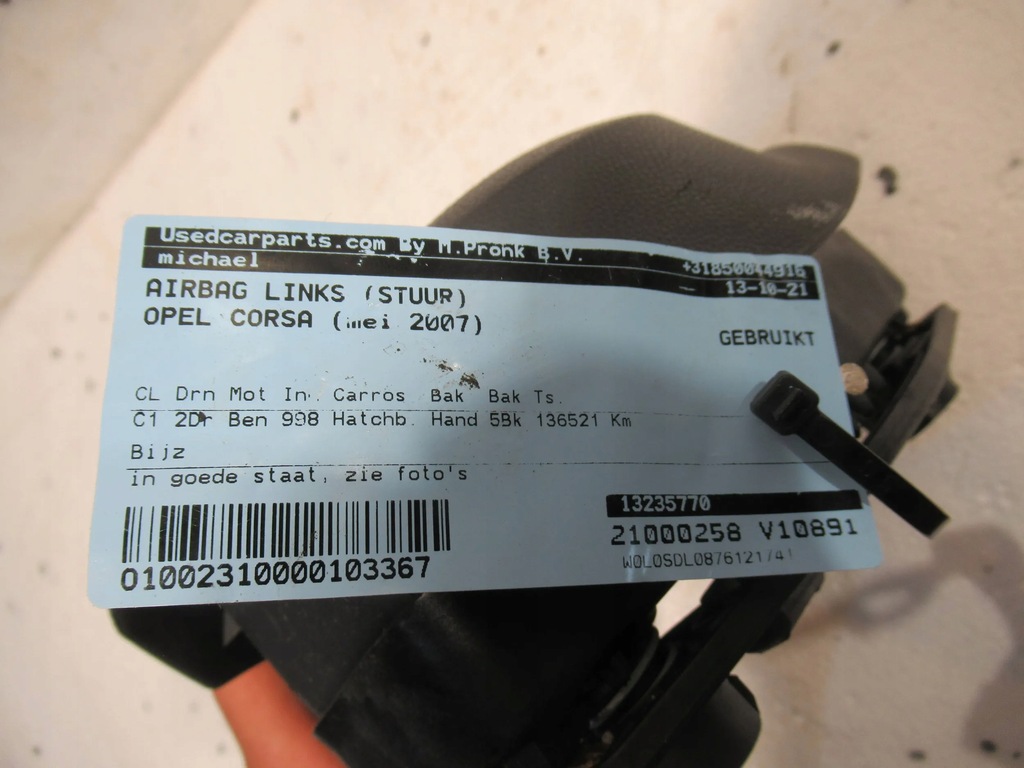 фото №5, Подушка безпеки водія 13235770 opel corsa d