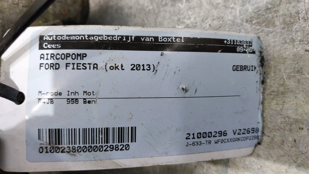 фото №5, Компресор кондиціонера c1b1-19d629-ae fiesta mk6 mk7 transit courier 1.0 eb