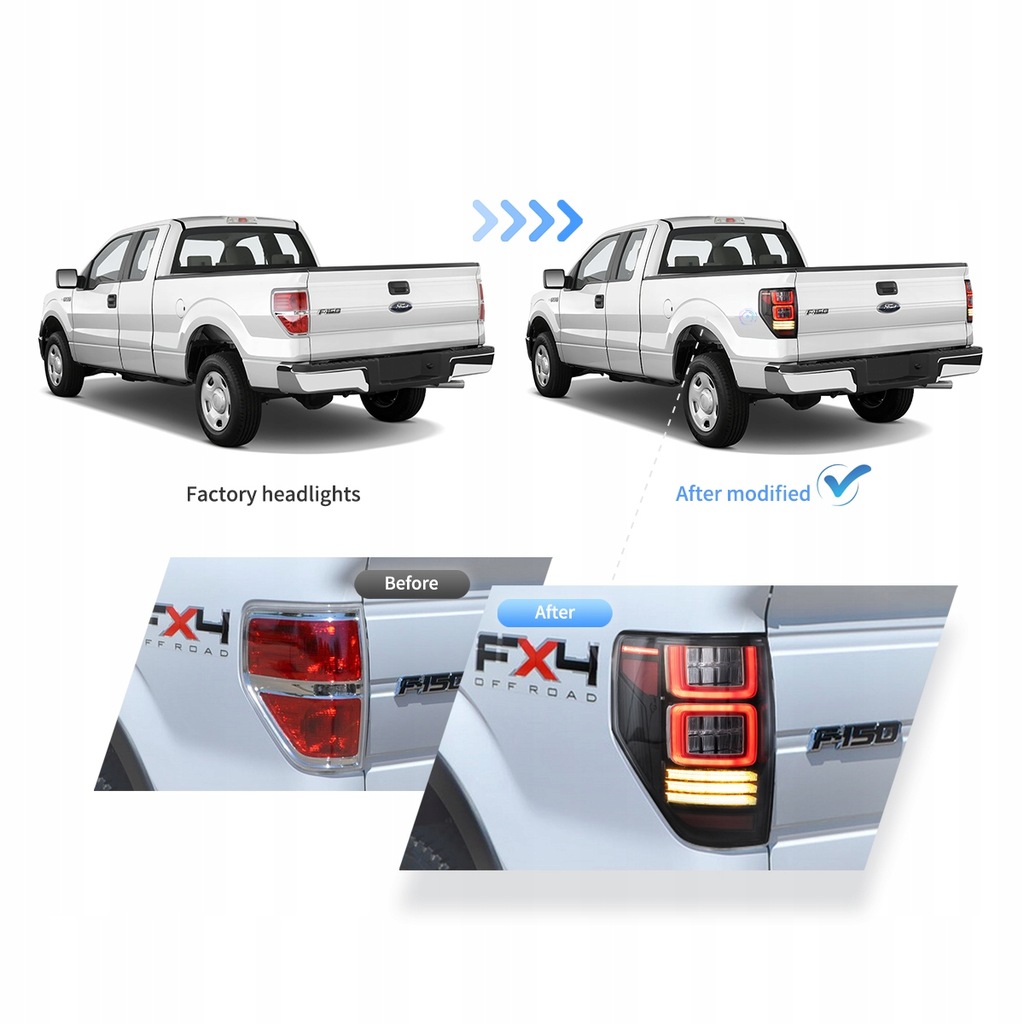 фото №9, Лампа лампы задняя l + r led vland комплект тонированные ford f150 f-150 2009-2014