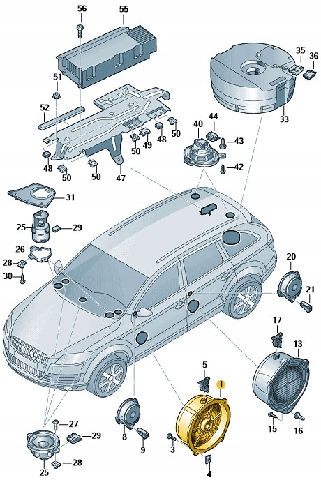 Динамік двері передніх великий audi q7 2007-2009 Зі Шроту