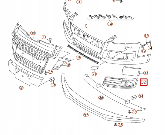 фото №10, Audi tt 8j передня частина left fog light решітка 8j0807681j3fz