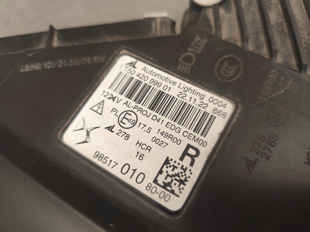 фото №8, Citroen ds4 ii лампа перед правая левая демонтаж