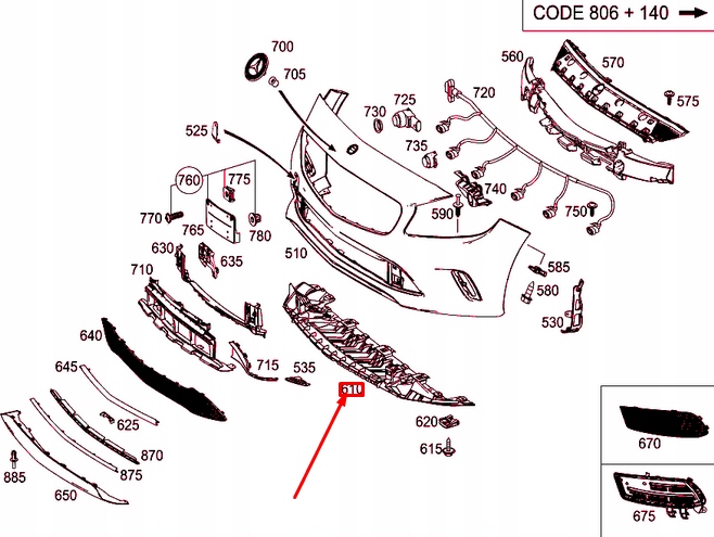 Mercedes-benz a w176 накладка бампера передній нижня молдинг a1768850736 Зі Шроту