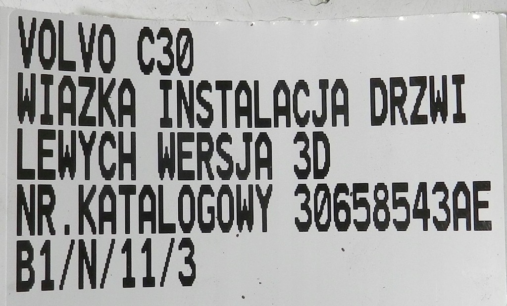 фото №8, Volvo c30 жгут электропроводка дверь левых левая 30658543 30658543-ae
