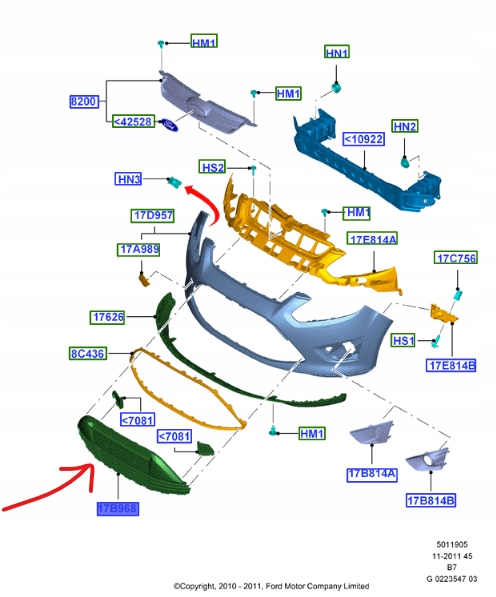 фото №11, Решітка бампера нижня focus c-max cb7 2010-2015 _ 1740065 _ am51-17b968-bd