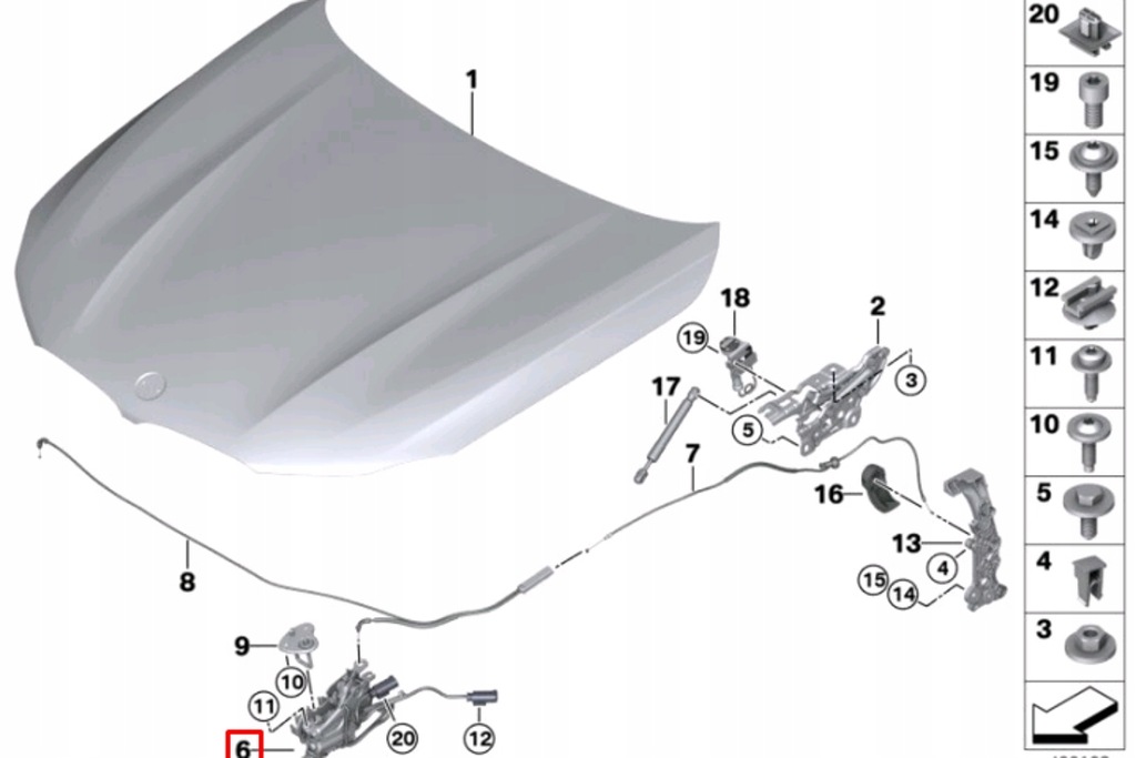 фото №9, Bmw 5 g30 левая капот, замок крышки двигателя 7347410 nowa оригинальная 512373