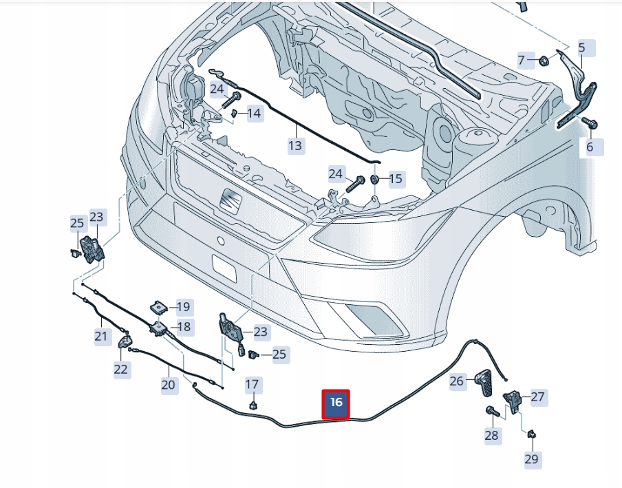 фото №8, Seat ibiza v kj1 передняя часть bonnet капот lock кабель 6f0823535b
