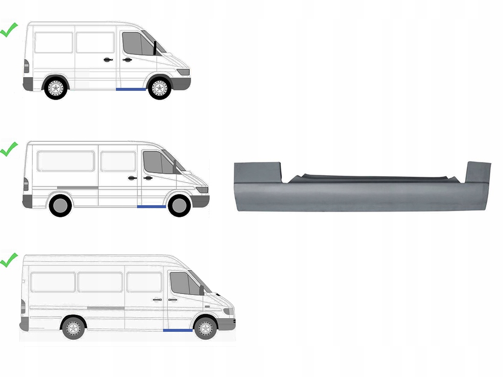 фото №1, Mercedes sprinter 1995-2000 порог ремкомплект правая pod двери