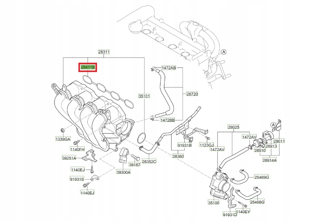фото №1, Прокладка коллектор впускной оригинал hyundai 284112b000