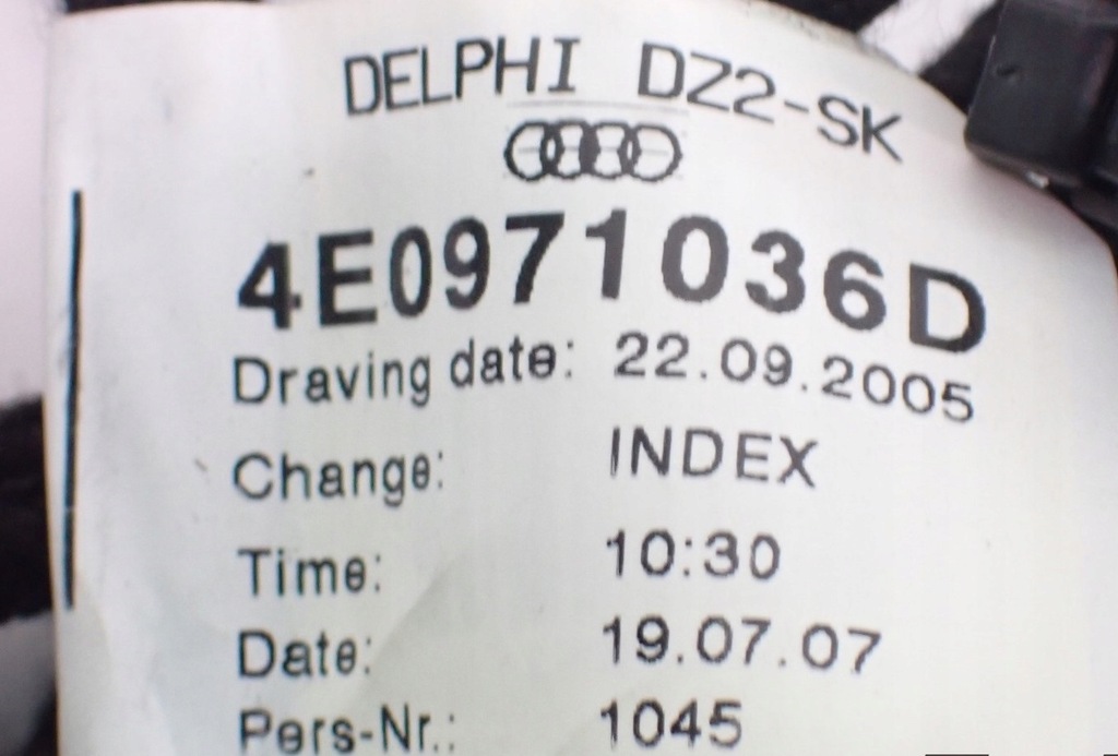 фото №11, Жгут дверь освещение 4e0971036d audi a8 s8 d3