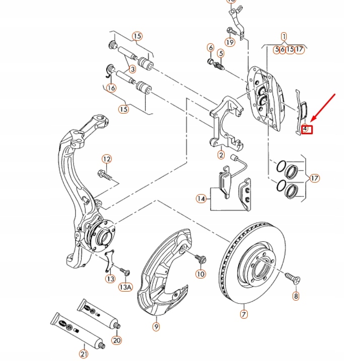 фото №11, Audi a6 c6 передняя часть brake суппорт s6 retaining spring 4f0615269a oem