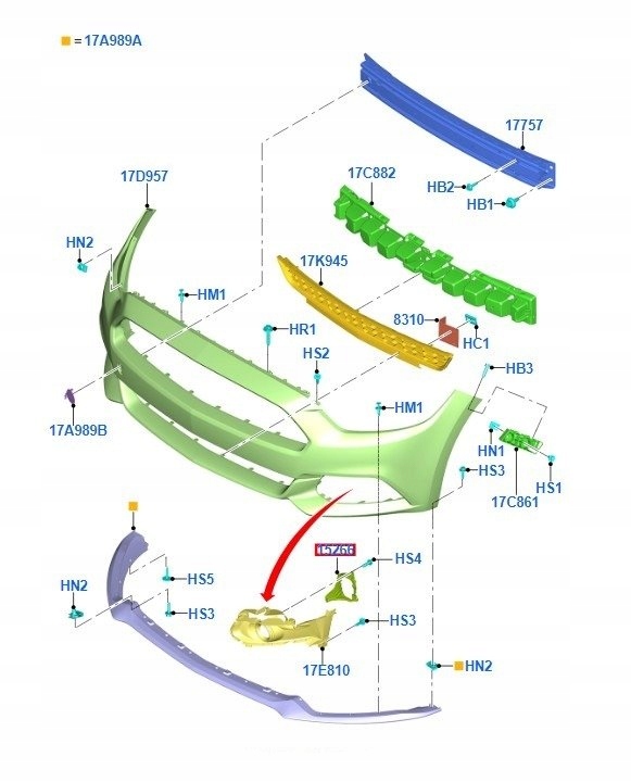 Абсорбер бампера передній ford mustang 2015-17 Доставка