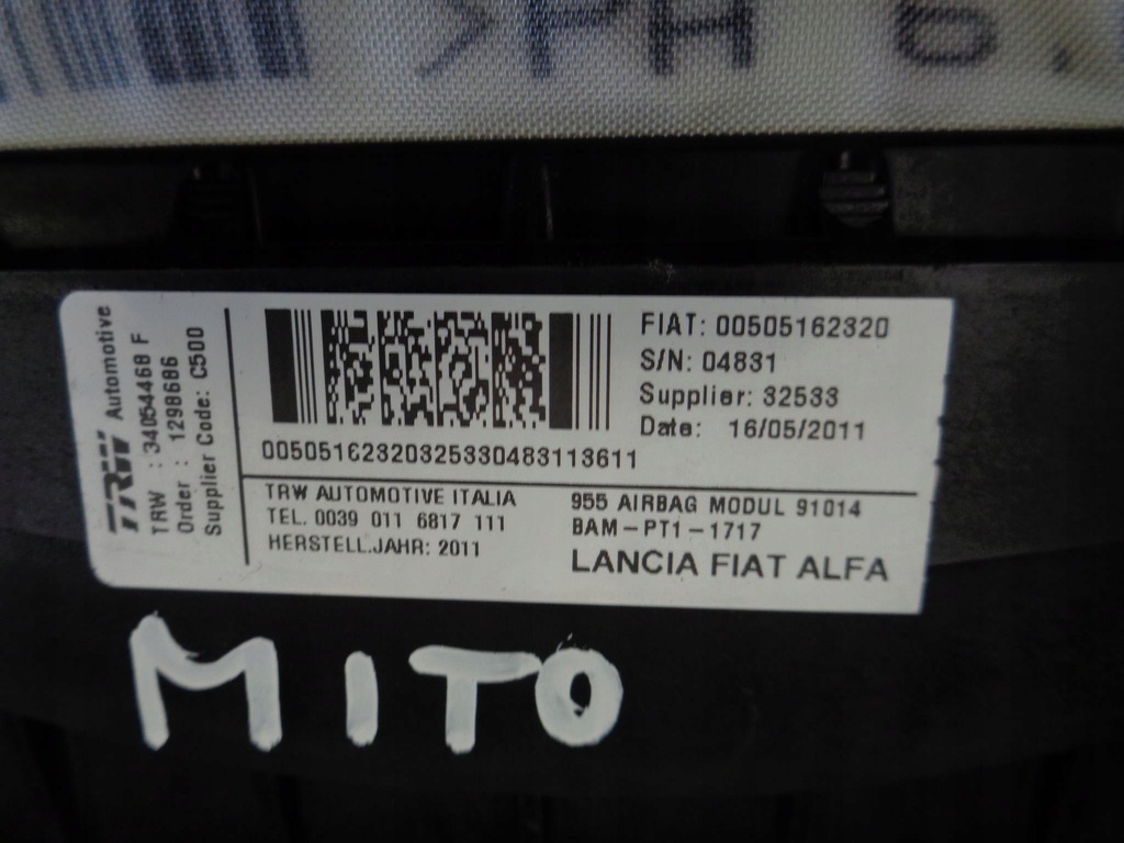 фото №16, Панель приладів консоль подушки безпеки ремені alfa romeo mito 2008-