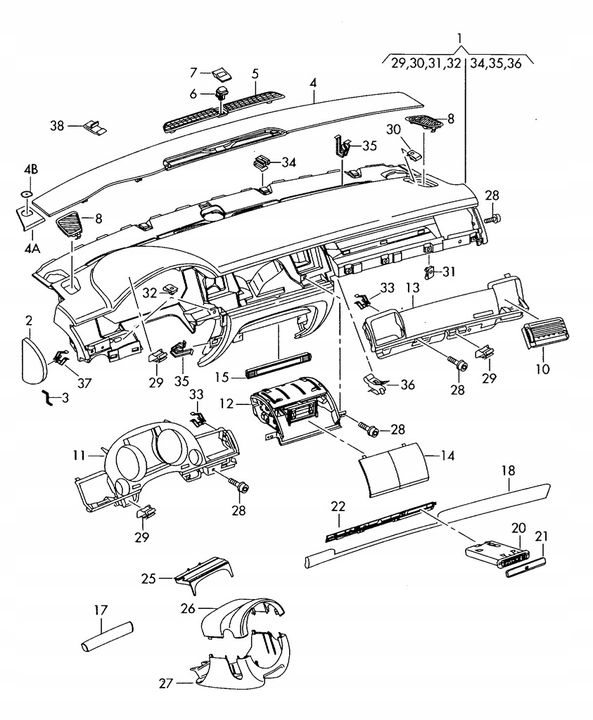 фото №16, 4e1857115a 5tq молдинг рамка приборы audi a8 s8 d3