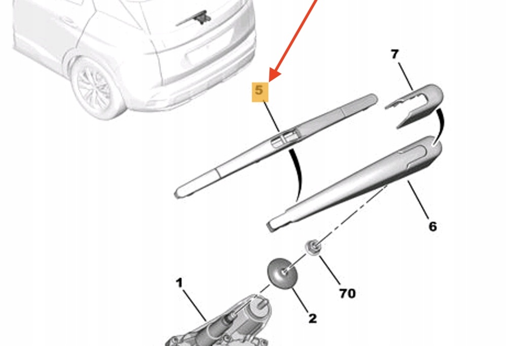 фото №9, Peugeot 3008 задня двірник скло 280mm nowa оригінальна 1635155780